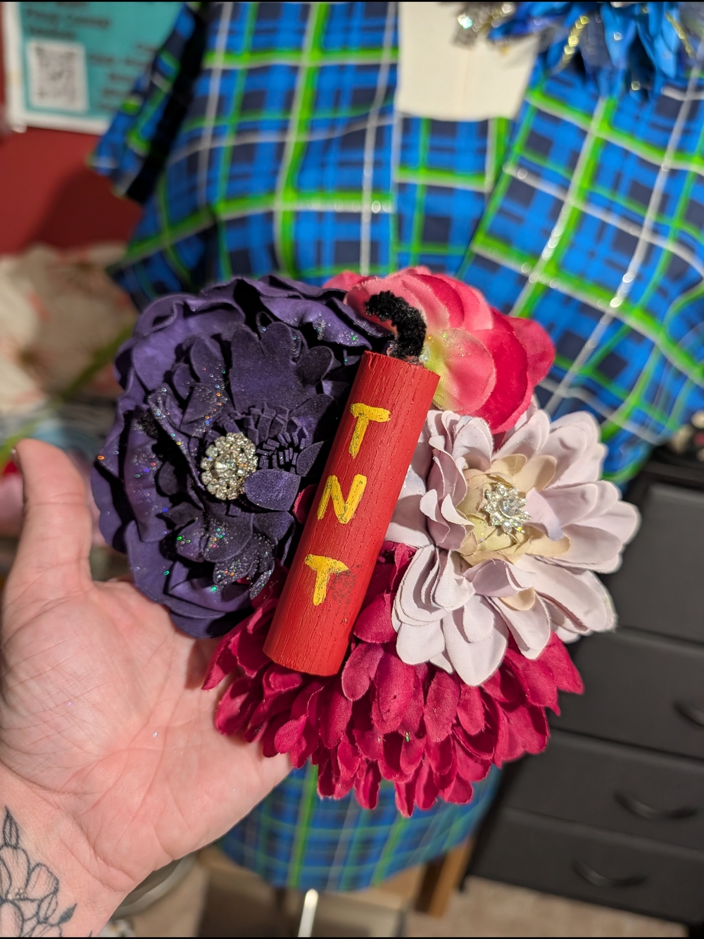 Colorful Floral Cluster Hair Clip with TNT Accent